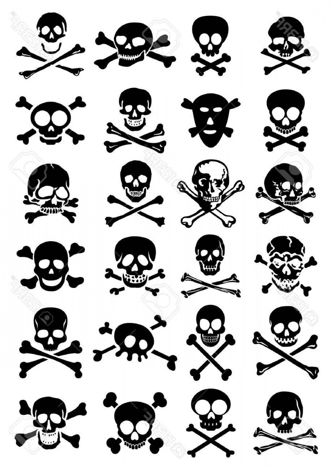 1105x1560 Photoskulls Crossbones Vector Collection In White Background