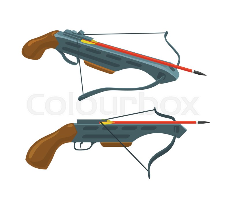 800x719 Crossbow With Arrow Weapon And Stock Vector Colourbox