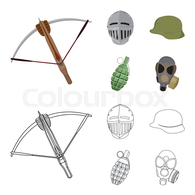 800x800 Crossbow, Medieval Helmet, Soldier Stock Vector Colourbox
