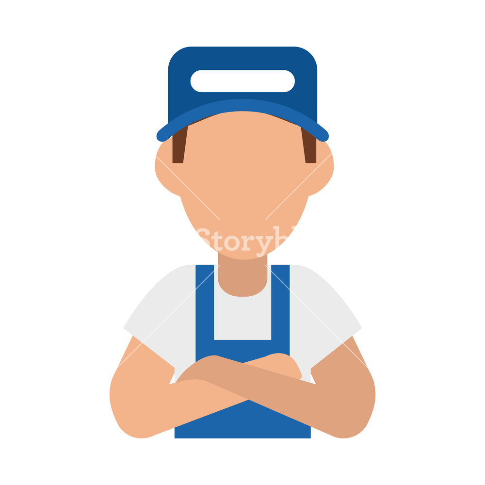 1000x1000 Car Mechanic Crossed Arms Avatar Vector Illustration Graphic