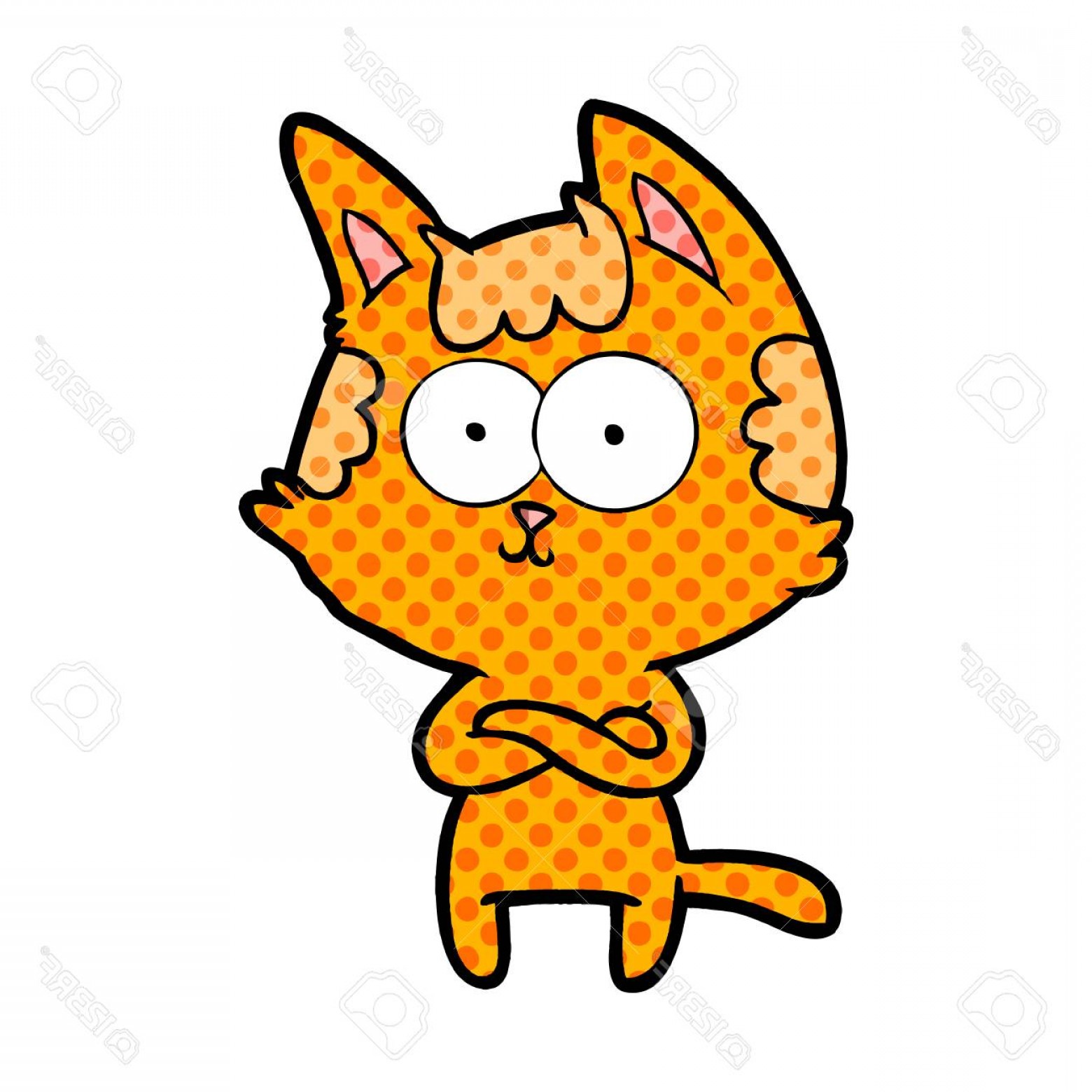 1560x1560 Photostock Vector Happy Cartoon Cat With Crossed Arms Hoodamathrun