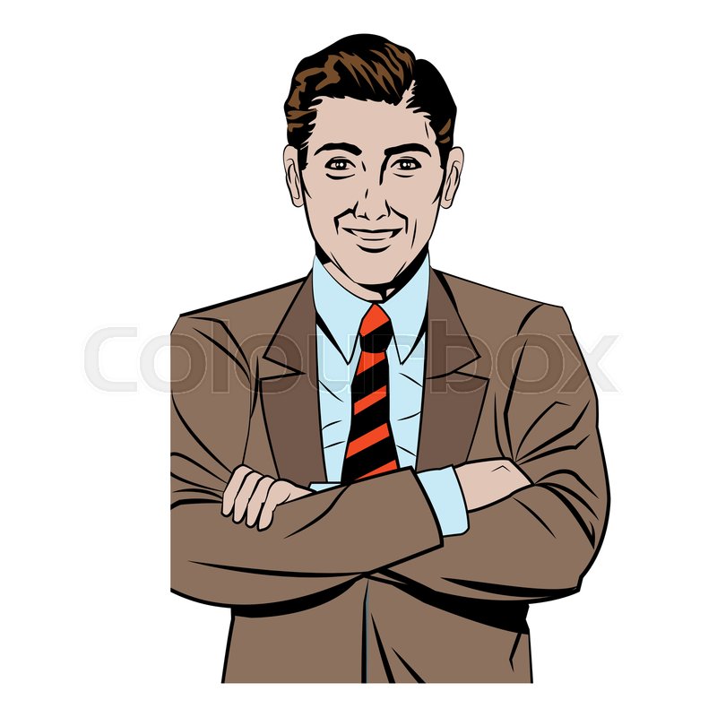 800x800 Pop Art Man Business Crossed Arms Stock Vector Colourbox
