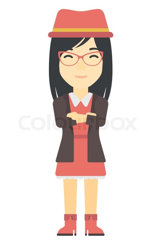 518x800 An Asian Woman Standing With Crossed Stock Vector Colourbox