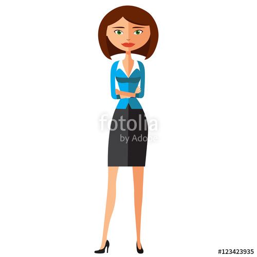 500x500 Vector Young Cartoon Banker Lady With Crossed Arms Vector