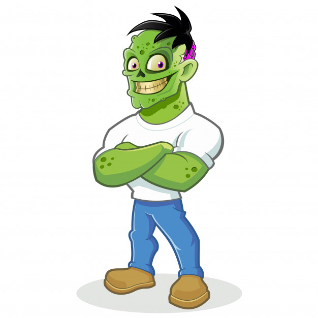 626x626 Zombie Cartoon Character With Crossed Arms Vector Premium Download