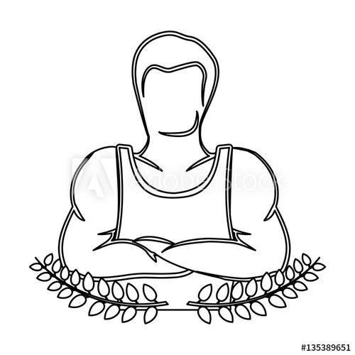500x500 Contour Crown Leaves With Half Body Muscle Man With Crossed Arms