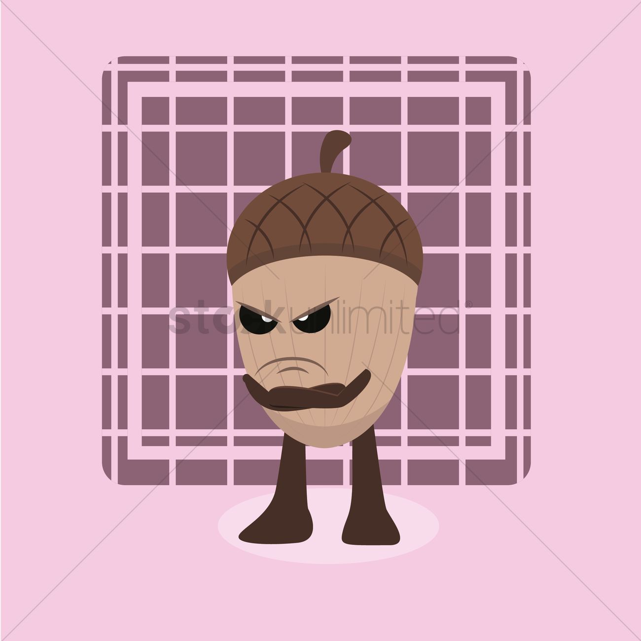 1300x1300 Angry Acorn Cartoon With Crossed Arms Vector Image