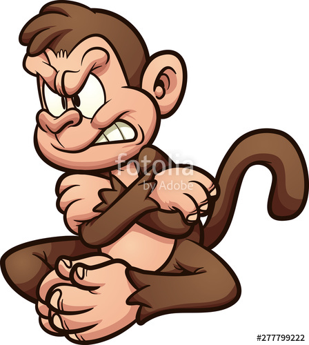 448x500 Angry Cartoon Monkey With Crossed Arms Clipart Vector