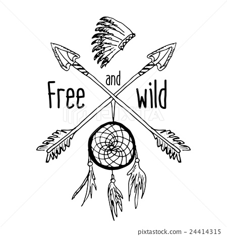 Dream Catcher And Crossed Arrows, Vector 450x468 Dream Catcher And Crossed Arrows, Vector