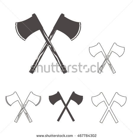Crossed Axes Silhouettes Set For Logo, Design Emblems, Templates 450x470 Crossed Axes Silhouettes Set For Logo, Design Emblems, Templates