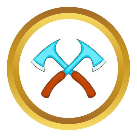 Two Crossed Axes Vector Icon In Golden Circle, Cartoon Style 450x450 Two Crossed Axes Vector Icon In Golden Circle, Cartoon Style