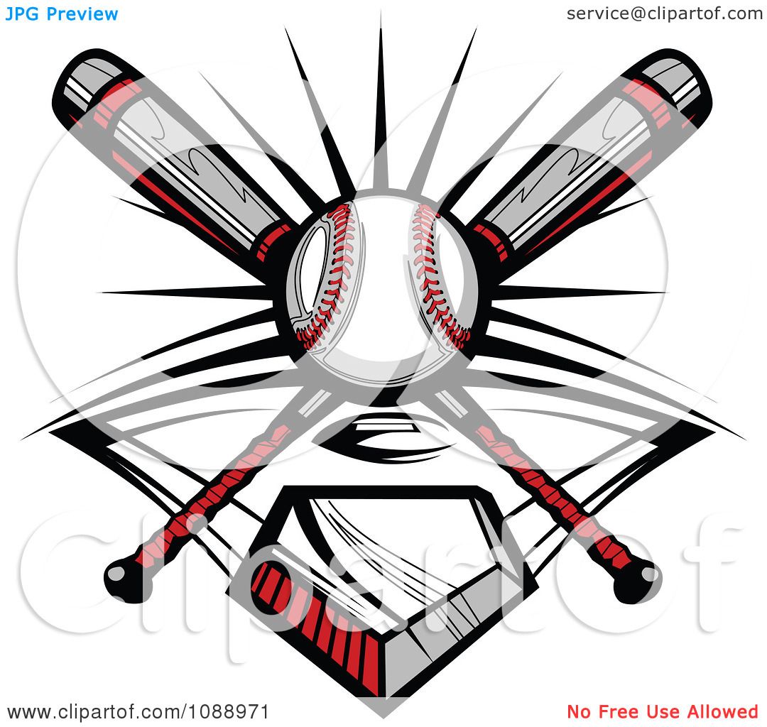 1080x1024 Clipart Crossed Baseball Bats A Ball And Diamond