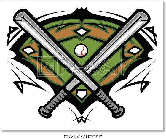 560x470 Free Art Print Of Baseball Field With Crossed Bats Vector