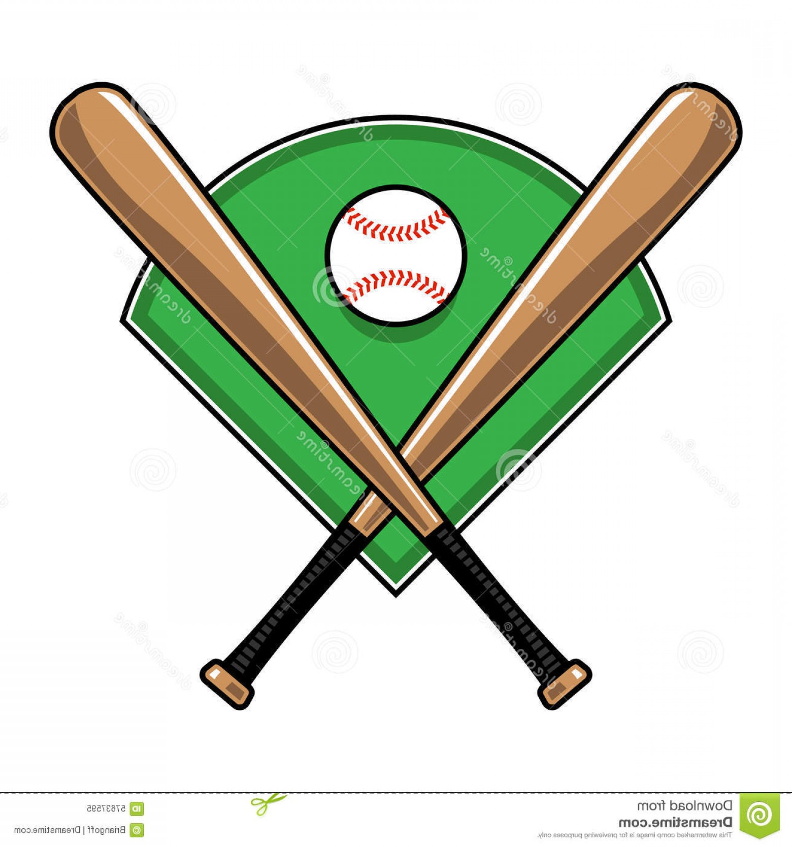 1560x1668 Stock Illustration Baseball Bats Ball Vector Illustration Crossed