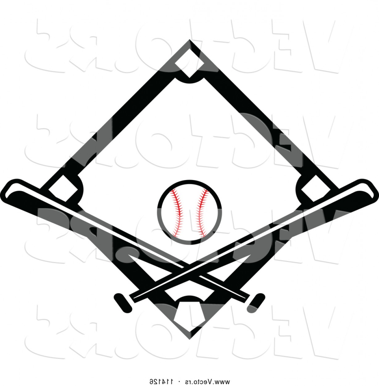 1228x1252 Vector Of Black Baseball Diamond With A Ball And Crossed Bats