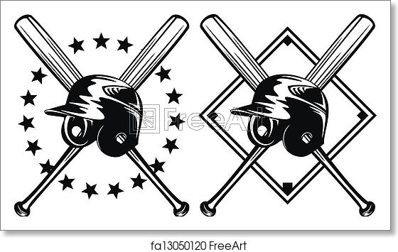 Free Art Print Of Baseball Helmet And Crossed Bats Vector 560x355 Free Art Print Of Baseball Helmet And Crossed Bats Vector