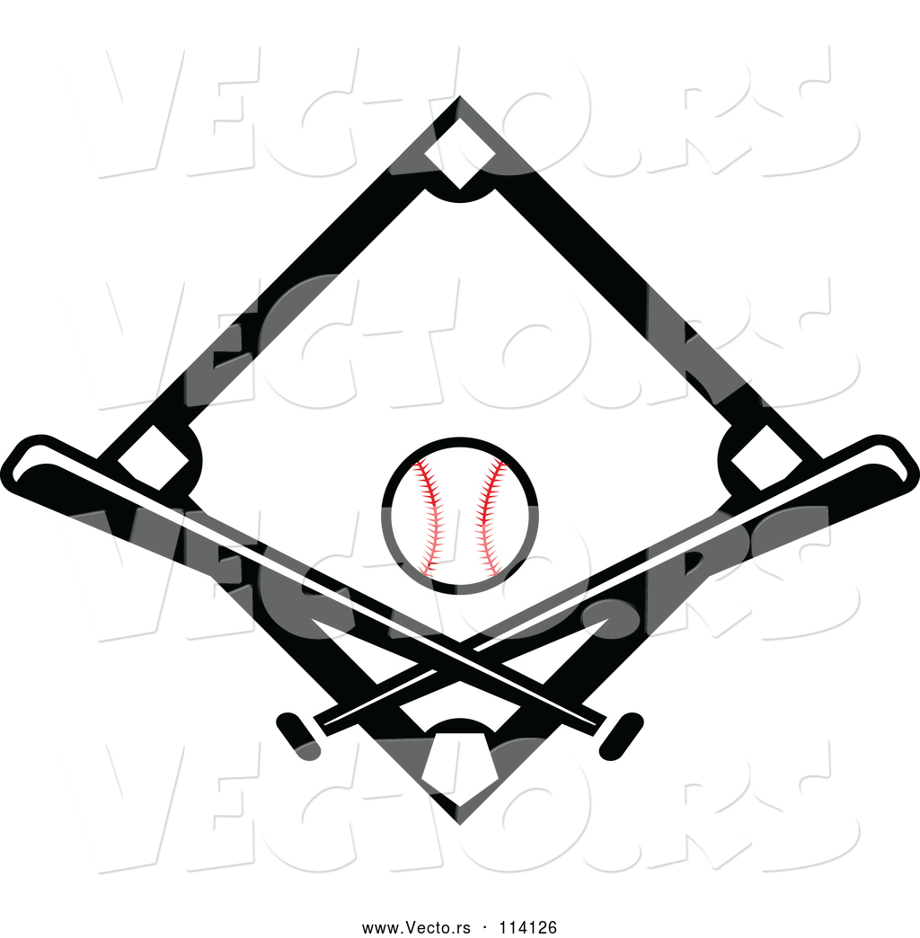 Vector Of Black Baseball Diamond With A Ball And Crossed Bats 1024x1044 Vector Of Black Baseball Diamond With A Ball And Crossed Bats