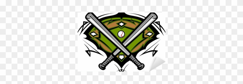 Baseball Field With Softball Crossed Bats Vector Image 840x290 Baseball Field With Softball Crossed Bats Vector Image