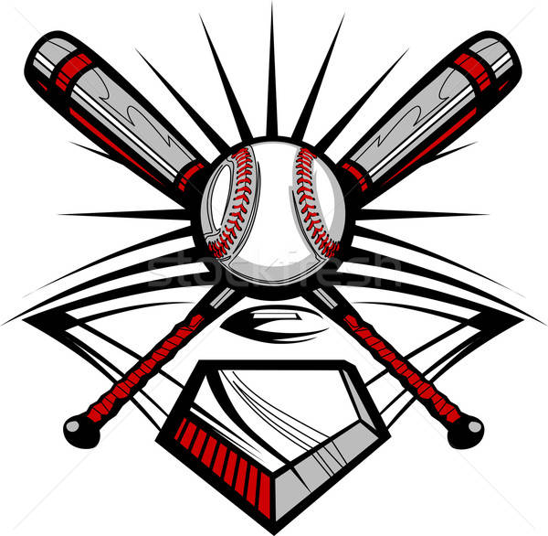 Baseball Or Softball Crossed Bats With Ball Vector Image Templat 600x586 Baseball Or Softball Crossed Bats With Ball Vector Image Templat