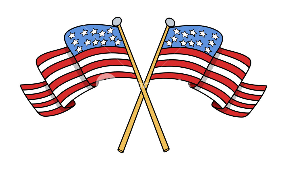 1000x593 Crossed Flags Of Usa Vector Royalty Free Stock Image