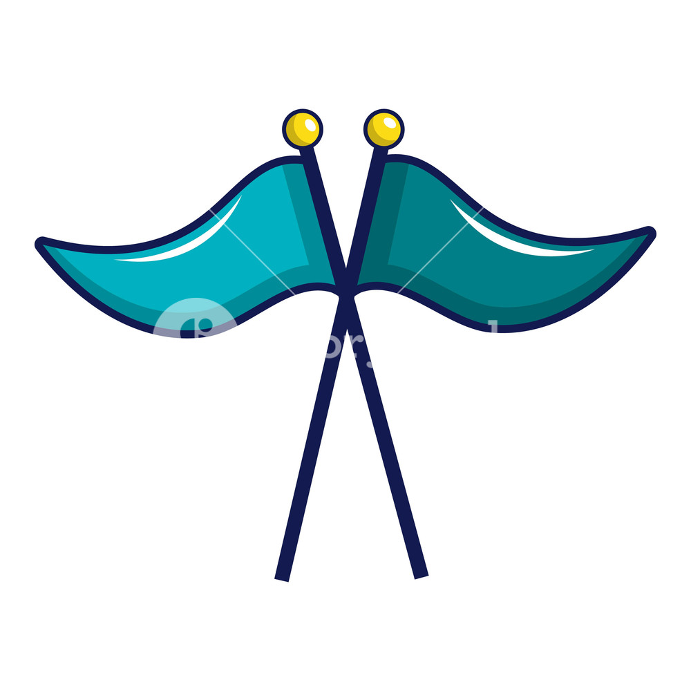 1000x1000 Crossed Golf Blue Flags Icon Cartoon Illustration Of Crossed Golf