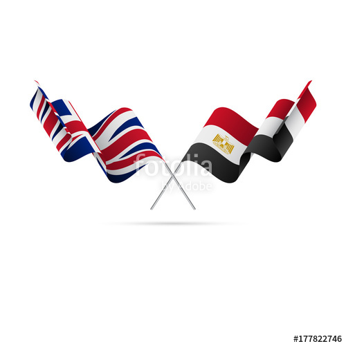 500x500 Great Britain And Egypt Flags Crossed Flags Vector Illustration