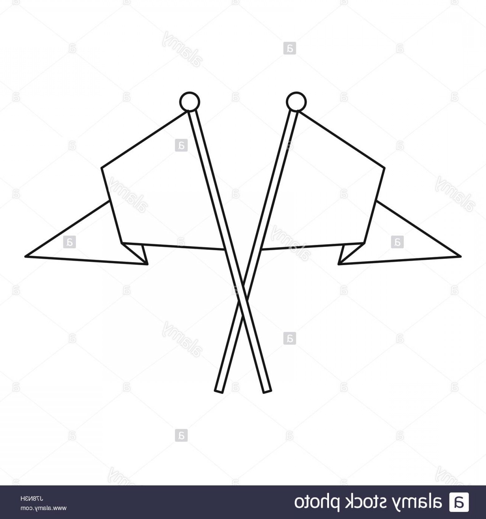 1560x1668 Stock Photo Two Crossed Flags Icon In Outline Style On A White