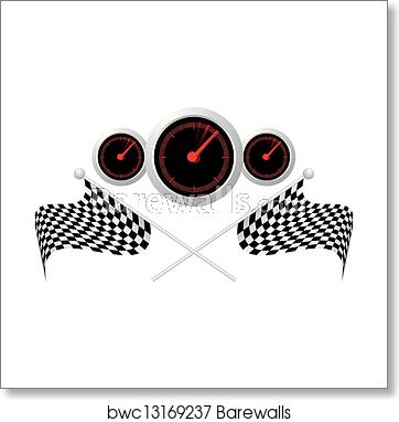 362x382 Two Crossed Checkered Flags Vector, Art Print Barewalls Posters