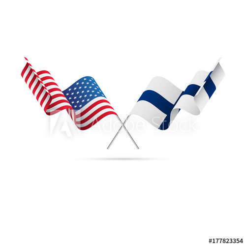 500x500 Usa And Finland Flags Crossed Flags Vector Illustration