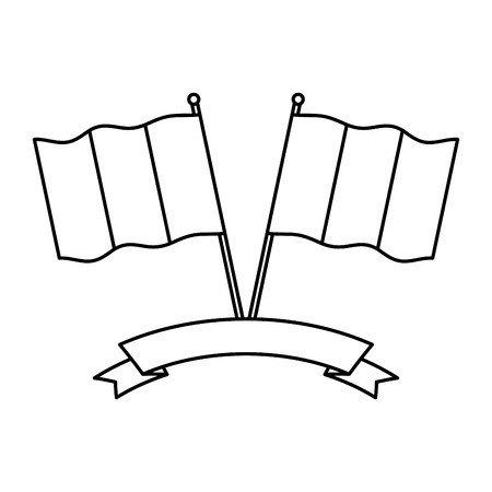 450x450 Crossed Flags Nation Banner Symbol Vector Illustration Thin Line