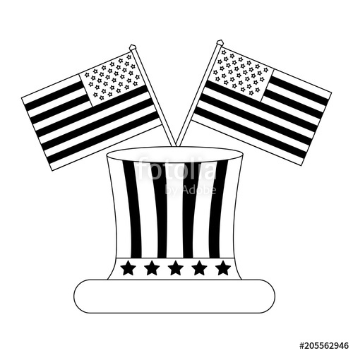 500x500 United States Of America Hat With Crossed Flags Vector