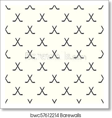 362x382 Two Crossed Hockey Sticks Pattern Vector Seamless, Art Print