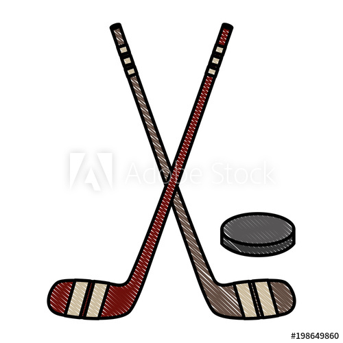 500x500 Hockey Sticks Crossed And Puck Sport Vector Illustration Drawing