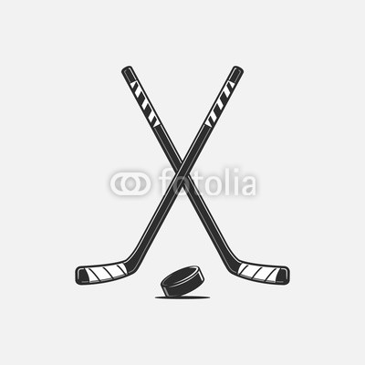 400x400 Crossed Hockey Sticks And Puck Vector Illustration Buy Photos