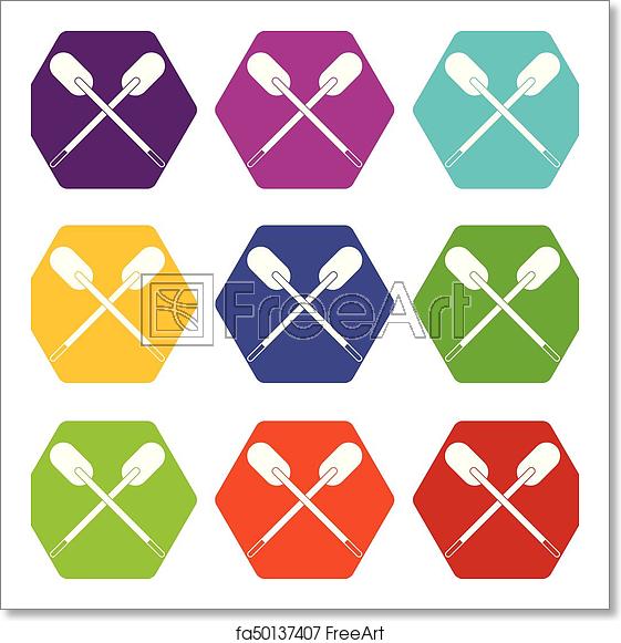 561x581 Free Art Print Of Two Wooden Crossed Oars Icon Set Color