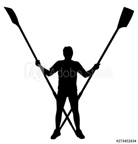 479x500 Male Rower Standing With Crossed Rowing Oars
