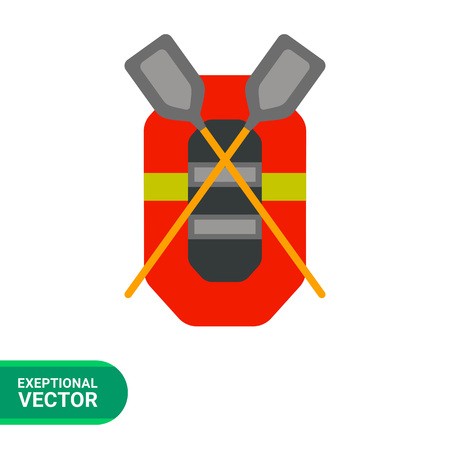 450x450 Multicolored Vector Icon Of Rubber Boat And Crossed Oars Lying