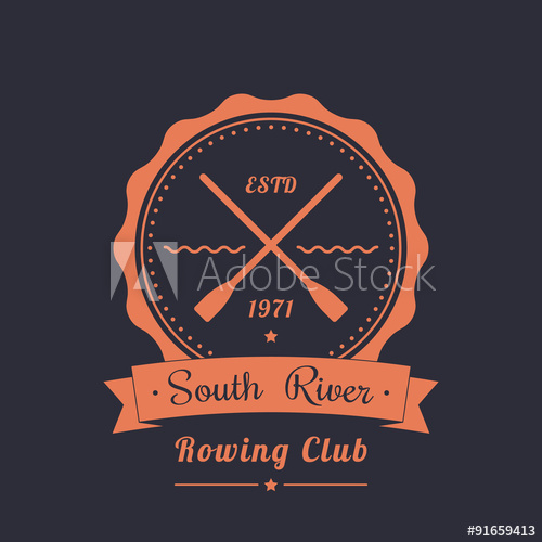 500x500 Rowing Club Vintage Logo, Emblem With Crossed Oars, Vector