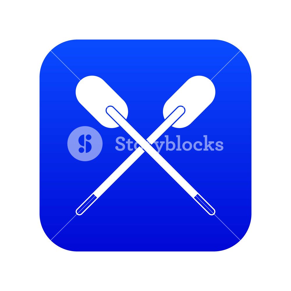 1000x1000 Two Wooden Crossed Oars Icon Digital Blue For Any Design Isolated