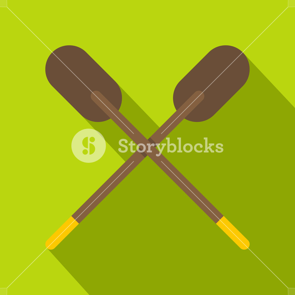 1000x1000 Two Wooden Crossed Oars Icon Flat Illustration Of Two Wooden