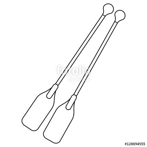 500x500 Outline Oar Crossed Boat Tool Vector Illustration Stock