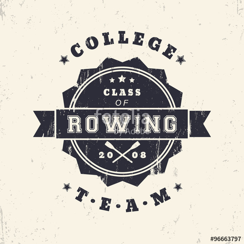 500x500 College Rowing Team Vintage Grunge Sign, Logo, Badge With Crossed