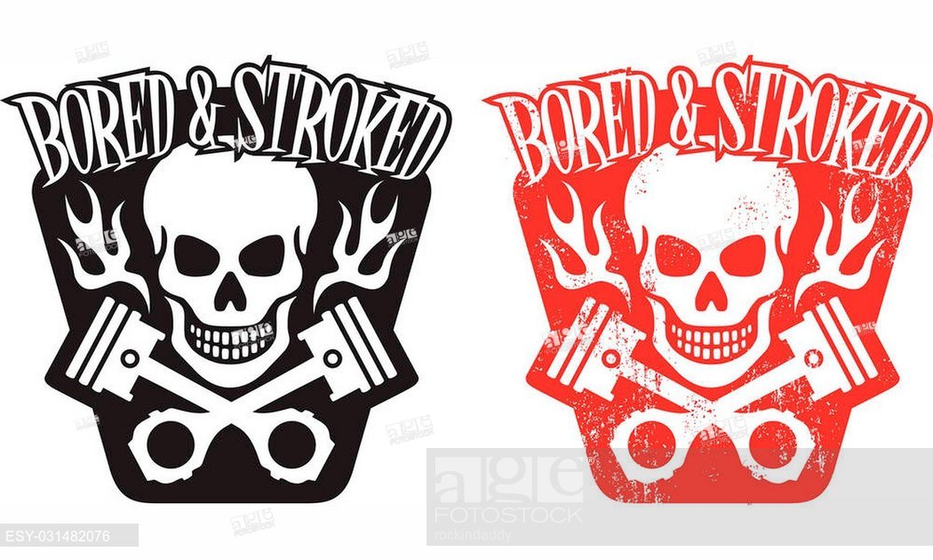 1050x630 Vector Illustration Of Skull And Crossed Pistons With Flames