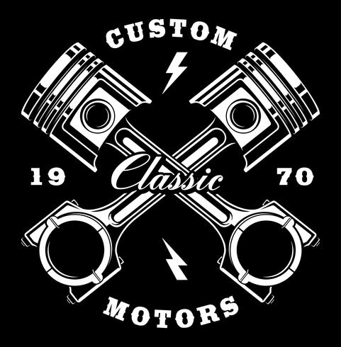 481x490 Vintage Crossed Pistons On Dark Background