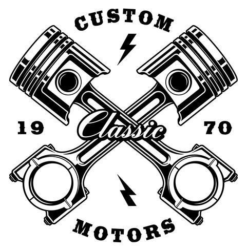 481x490 Vintage Crossed Pistons On White Background