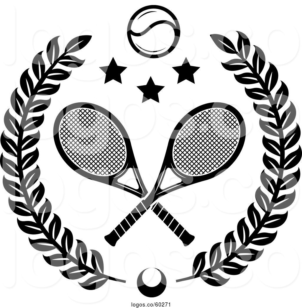1024x1044 Logo Of Black And White Leafy Wreath With Crossed Tennis Rackets