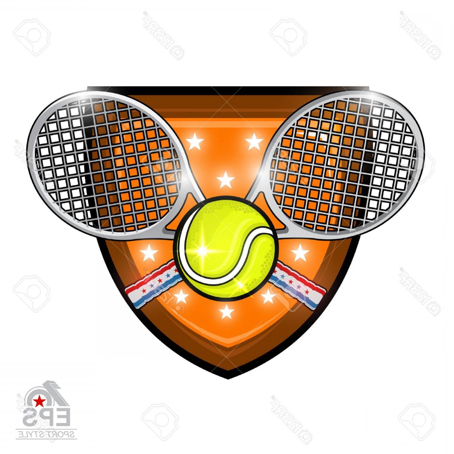 1560x1560 Photostock Vector Crossed Rackets With Tennis Ball In Center
