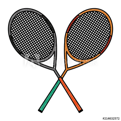 500x500 Tennis Rackets Crossed Vector Illustration Graphic Design