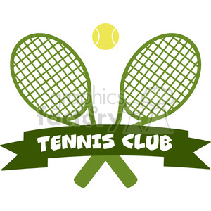 300x300 Crossed Racket And Tennis Ball Logo Design Green Label Vector