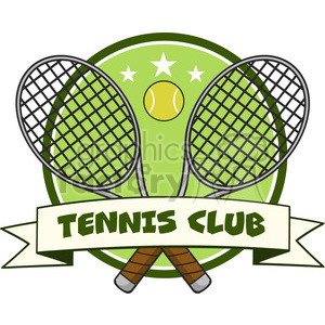 300x300 Crossed Racket And Tennis Ball Logo Design Label Vector